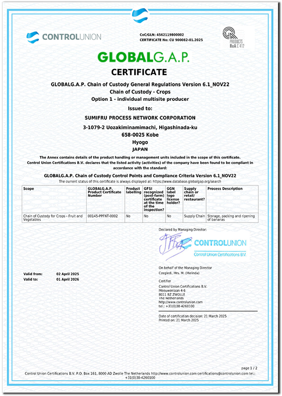 GLOBALG.A.P. CERTIFICATE